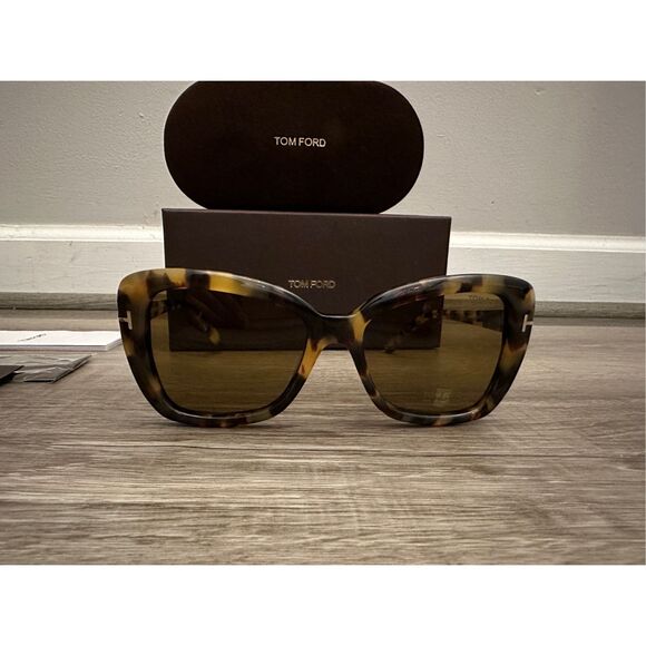 BNIB Tom Ford FT1008 55J Plastic Havana Roviex Cat-Eye Sunglasses Brown $440 main image 7